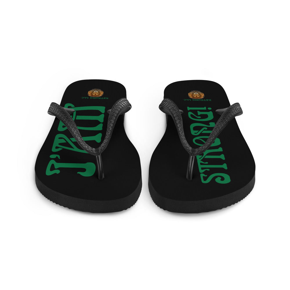 “I’AM STRONG!” Black Unisex Flip-Flops W/Green Font