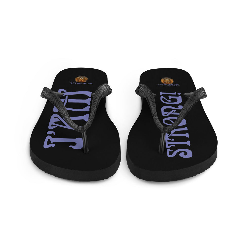 “I’AM STRONG!” Black Unisex Flip-Flops W/Purple Font