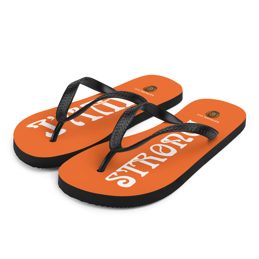 “I’AM STRONG!” Orange Unisex Flip-Flops W/White Font