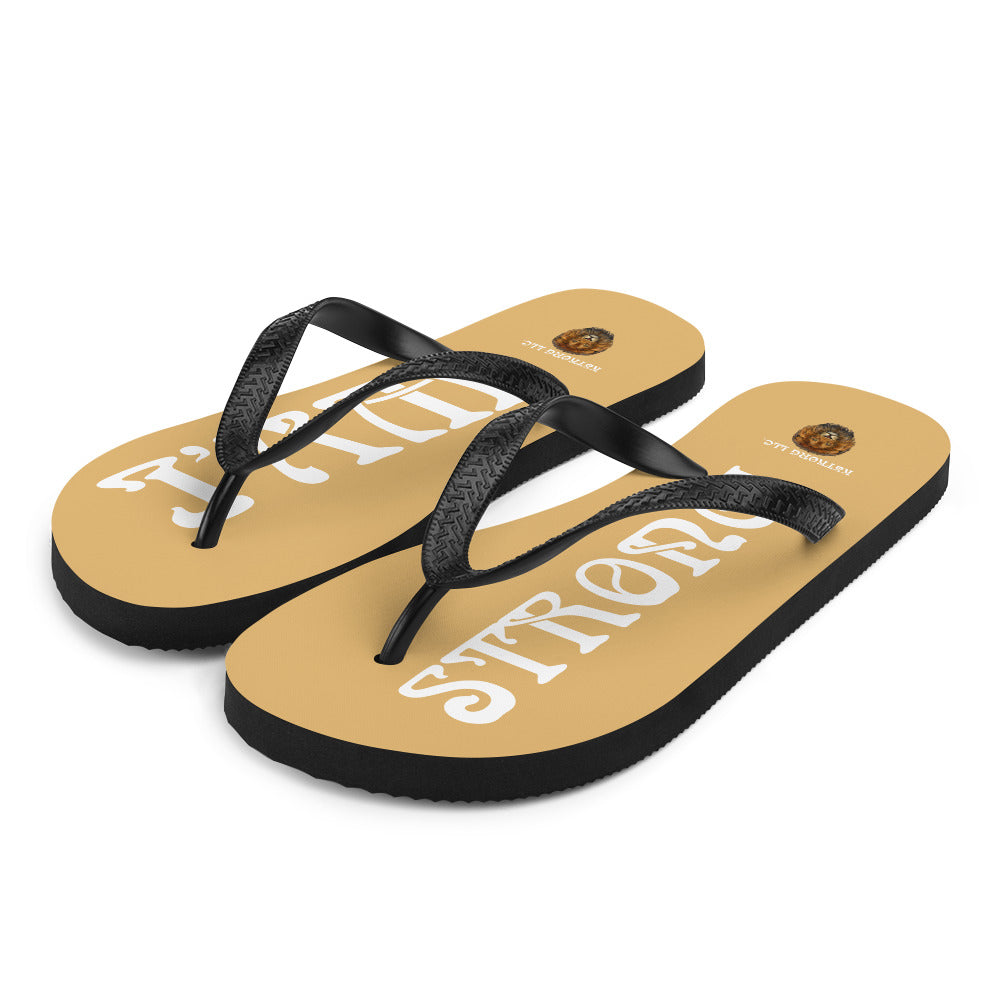 “I’AM STRONG!” Fawn Unisex Flip-Flops W/White Font