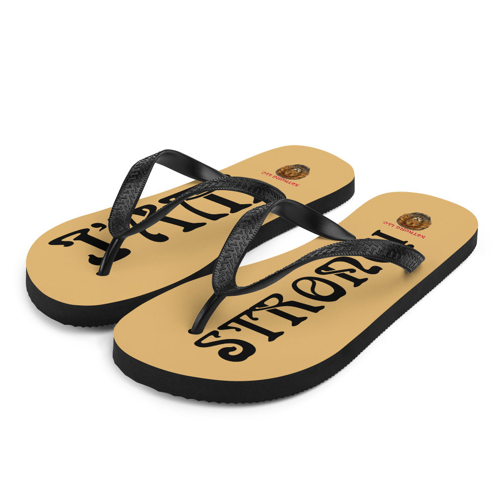 “I’AM STRONG!” Fawn Unisex Flip-Flops W/Black Font