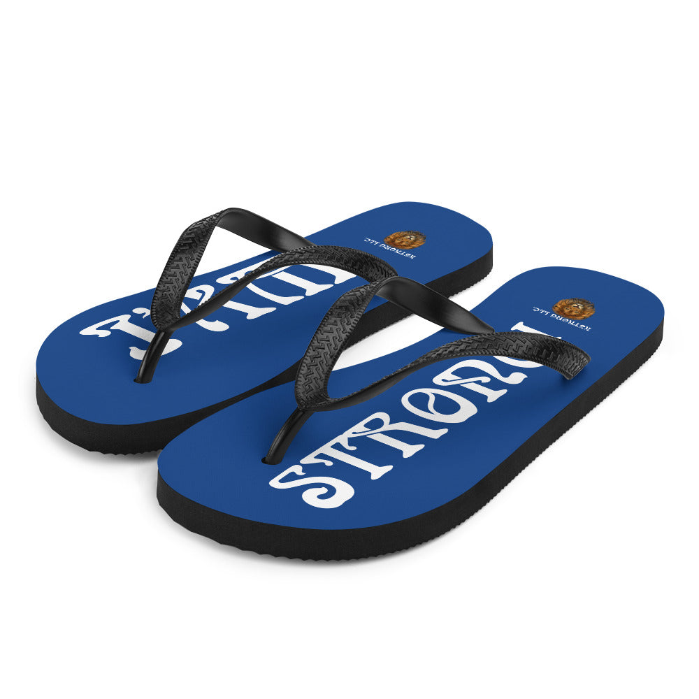 “I’AM STRONG!” Blue Unisex Flip-Flops W/White Font