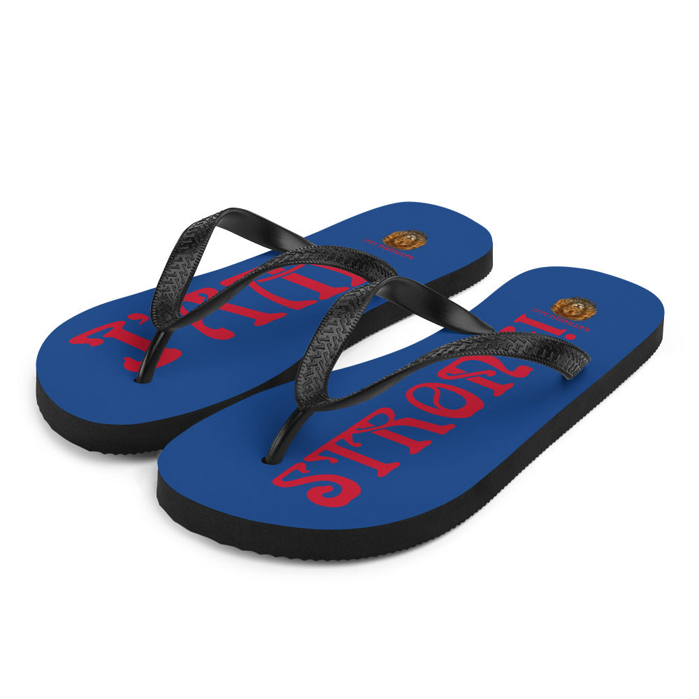“I’AM STRONG!” Blue Unisex Flip-Flops W/Red Font