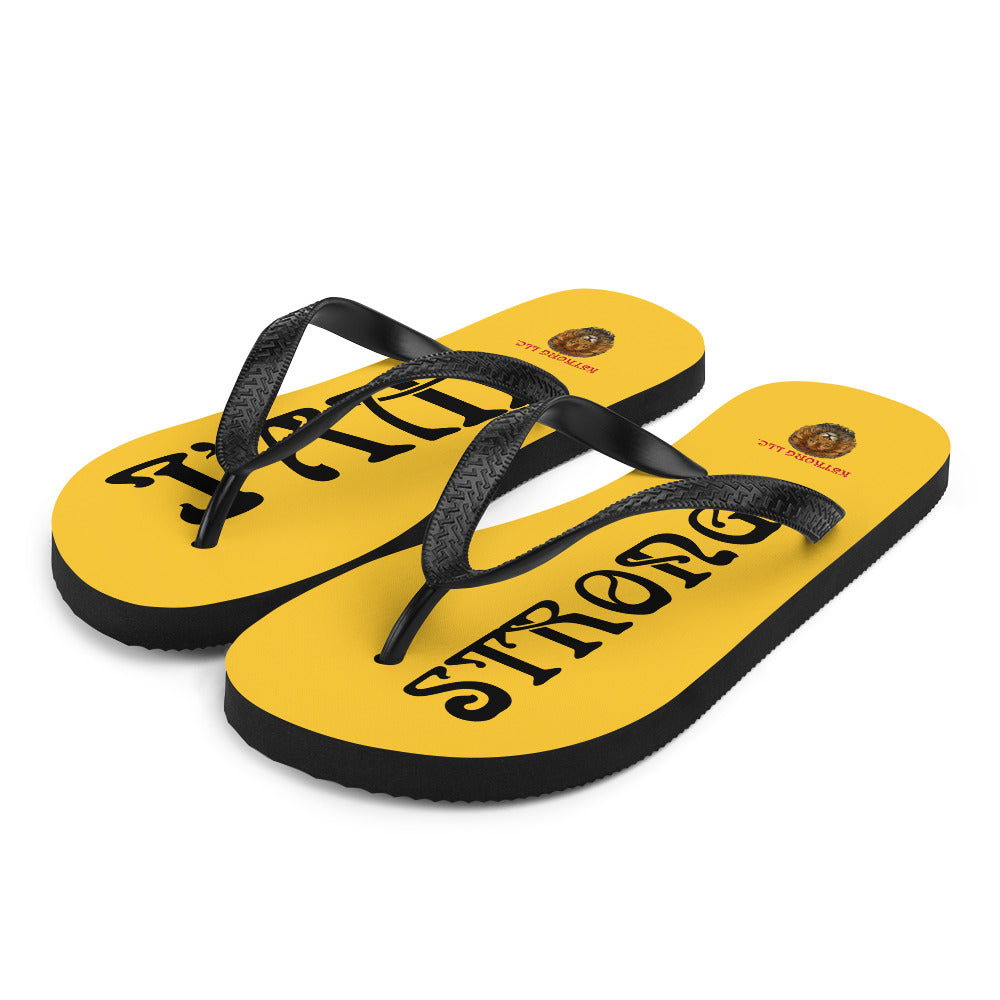 “I’AM STRONG!” Yellow Unisex Flip-Flops W/Black Font