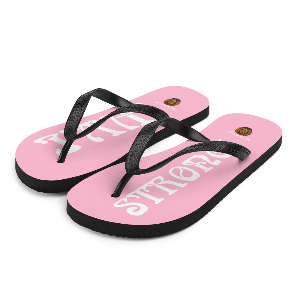 “I’AM STRONG!” Cotton Candy Unisex Flip-Flops W/White Font