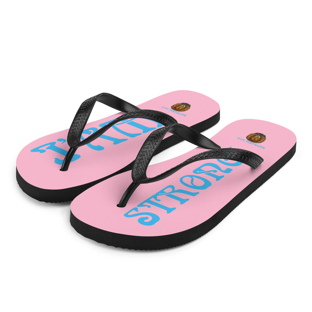 “I’AM STRONG!”Cotton Candy Unisex Flip-Flops W/SkyBlue Font