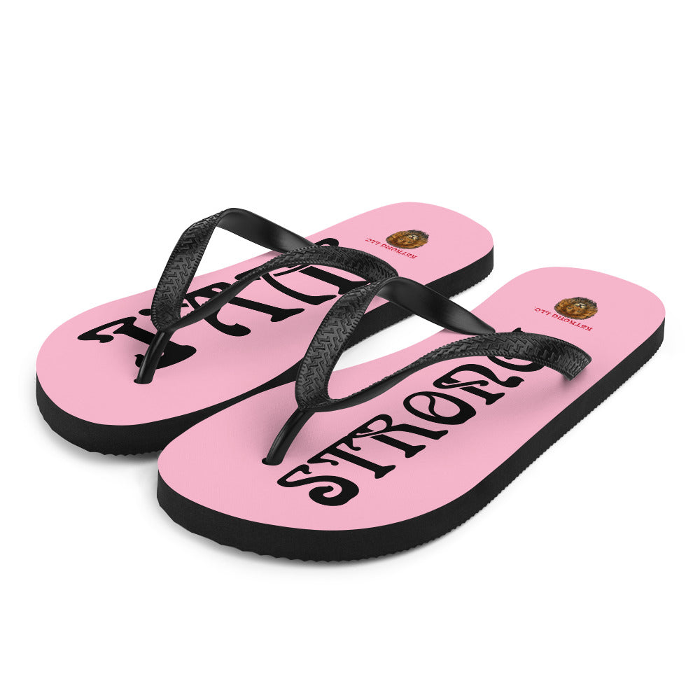 “I’AM STRONG!” Cotton Candy Unisex Flip-Flops W/Black Font