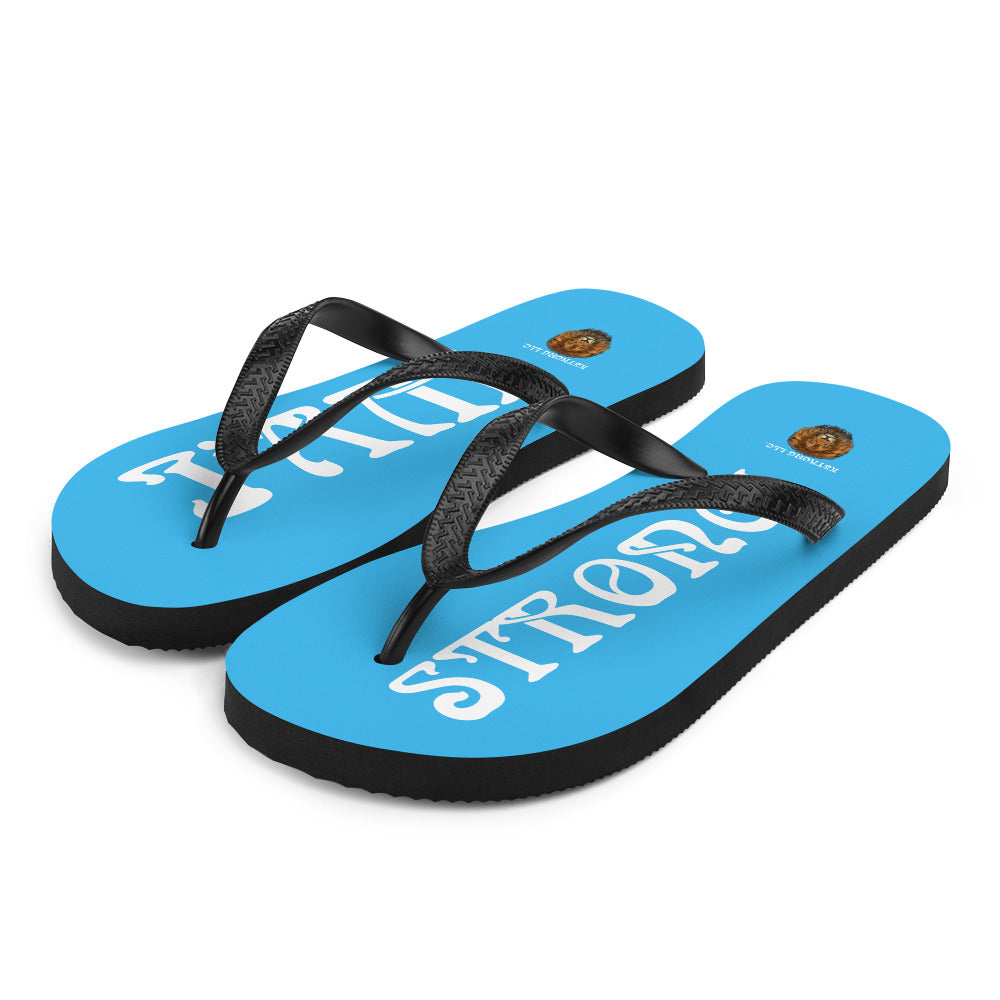 “I’AM STRONG!” SkyBlue Unisex Flip-Flops W/White Font