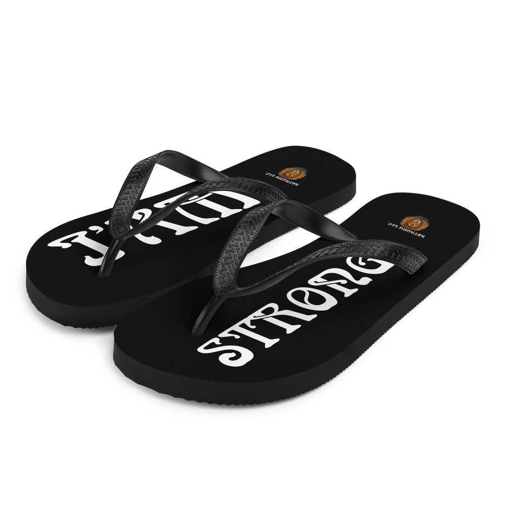 “I’AM STRONG!” Black Unisex Flip-Flops W/White Font