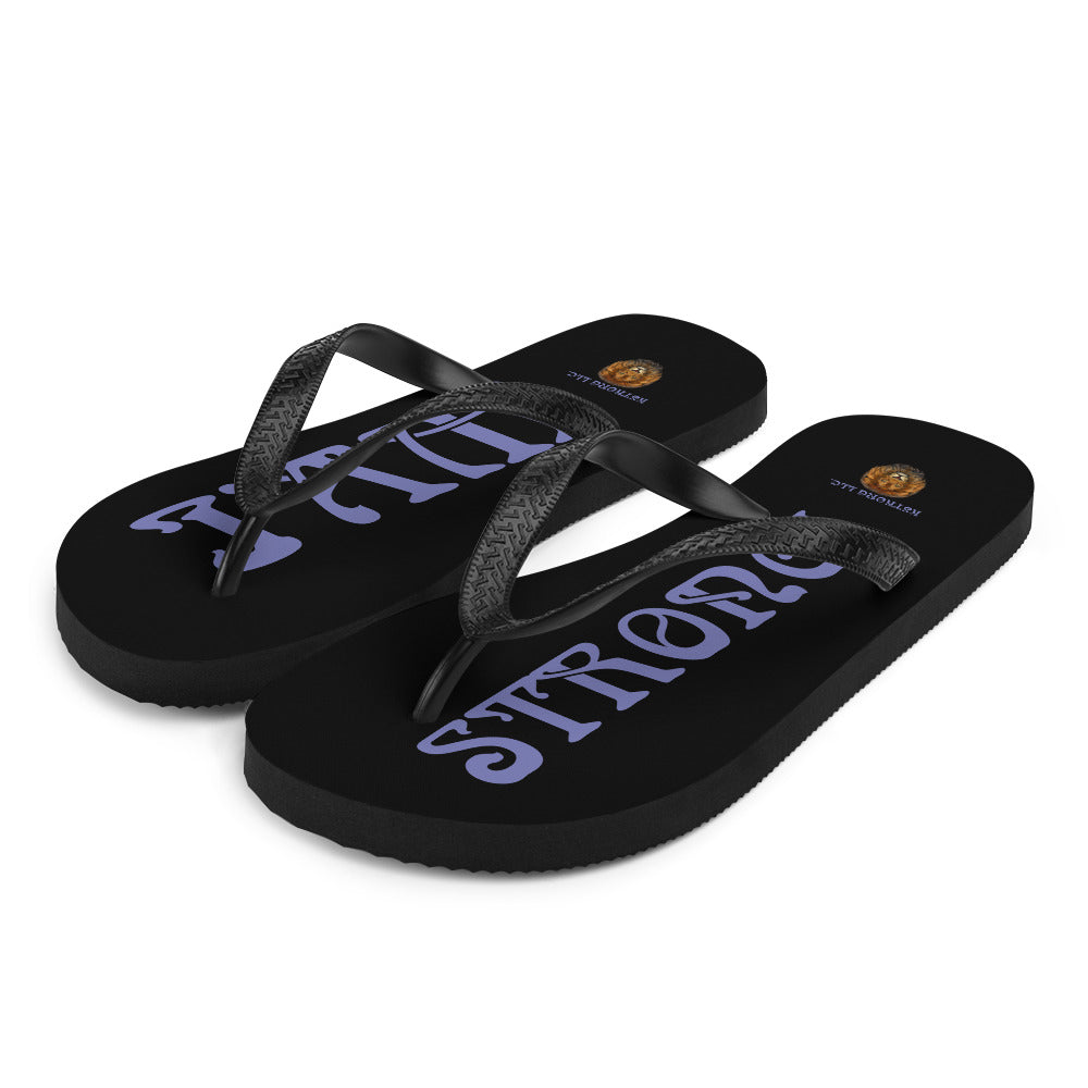 “I’AM STRONG!” Black Unisex Flip-Flops W/Purple Font