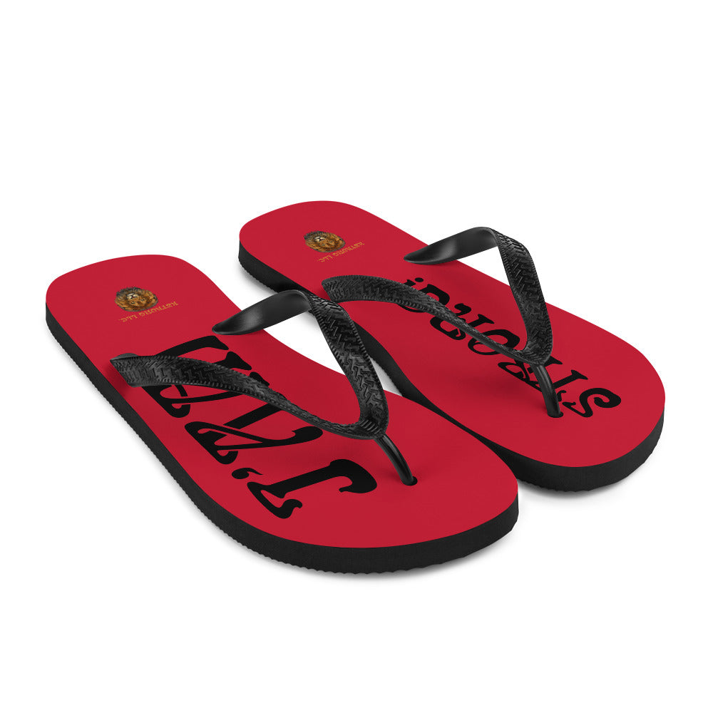 “I’AM STRONG!” Red Unisex Flip-Flops W/Black Font
