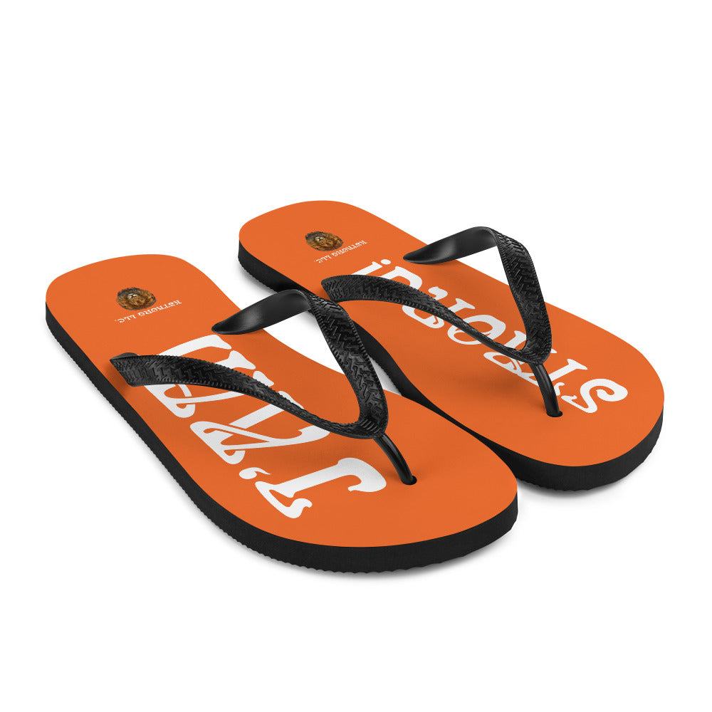 “I’AM STRONG!” Orange Unisex Flip-Flops W/White Font