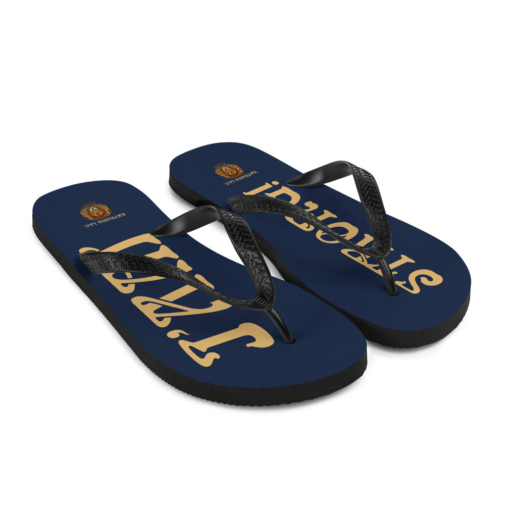 “I’AM STRONG!” Navy Unisex Flip-Flops W/Fawn Font