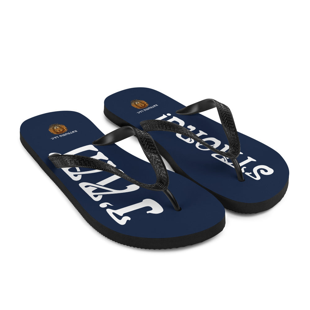 “I’AM STRONG!” Navy Unisex Flip-Flops W/White Font