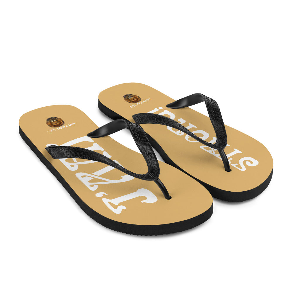 “I’AM STRONG!” Fawn Unisex Flip-Flops W/White Font