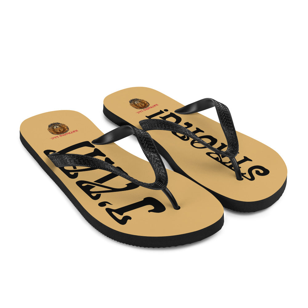 “I’AM STRONG!” Fawn Unisex Flip-Flops W/Black Font