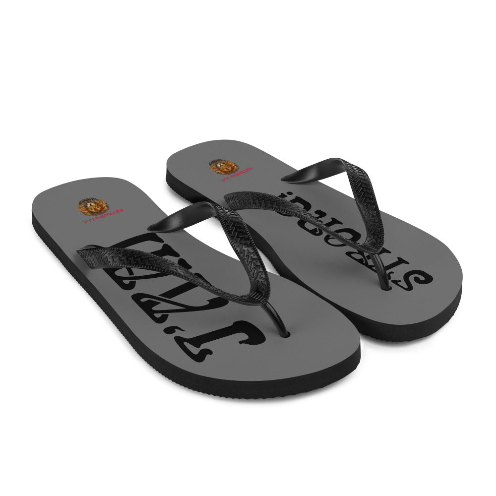 “I’AM STRONG!” Grey Unisex Flip-Flops W/Black Font