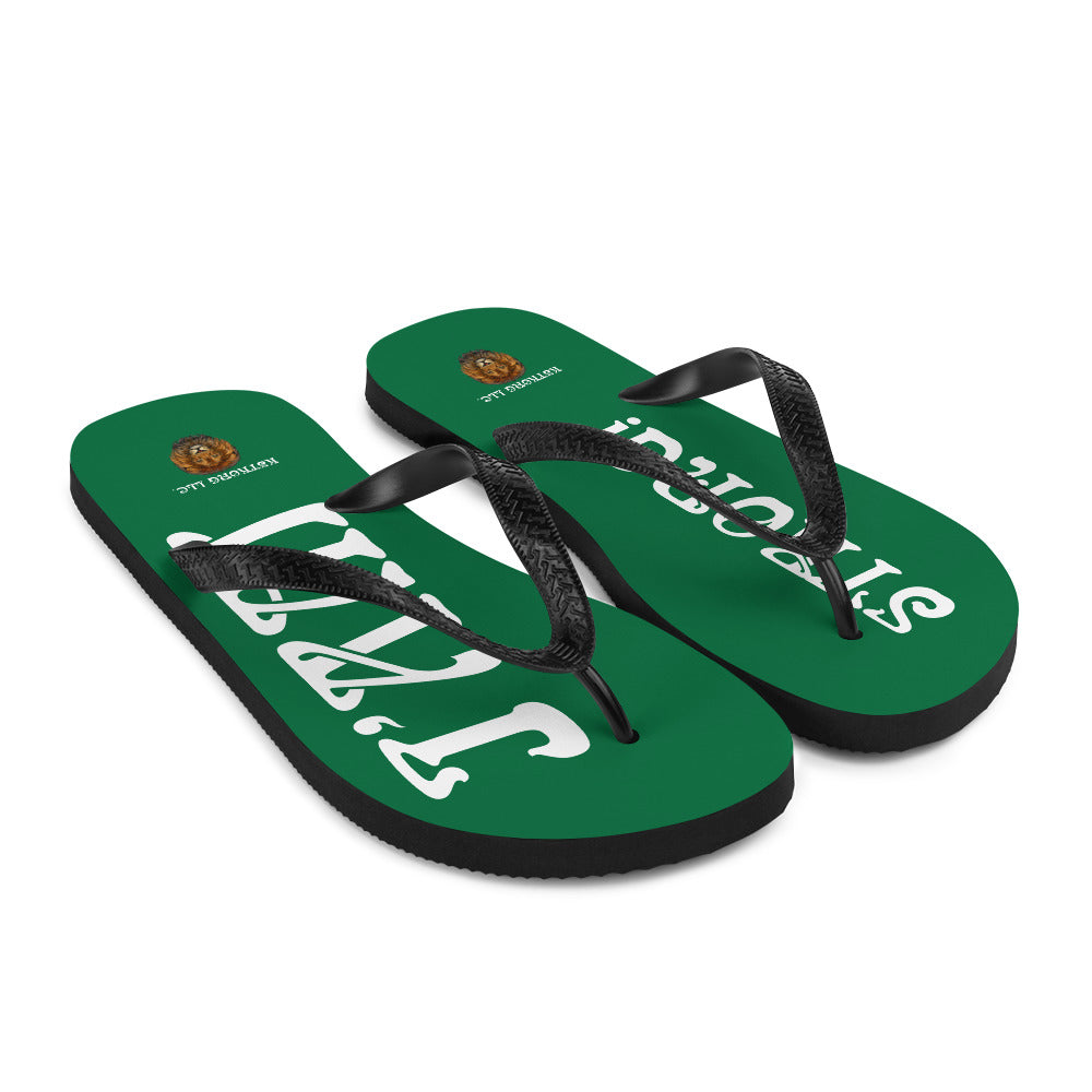 “I’AM STRONG!” Green Unisex Flip-Flops W/White Font