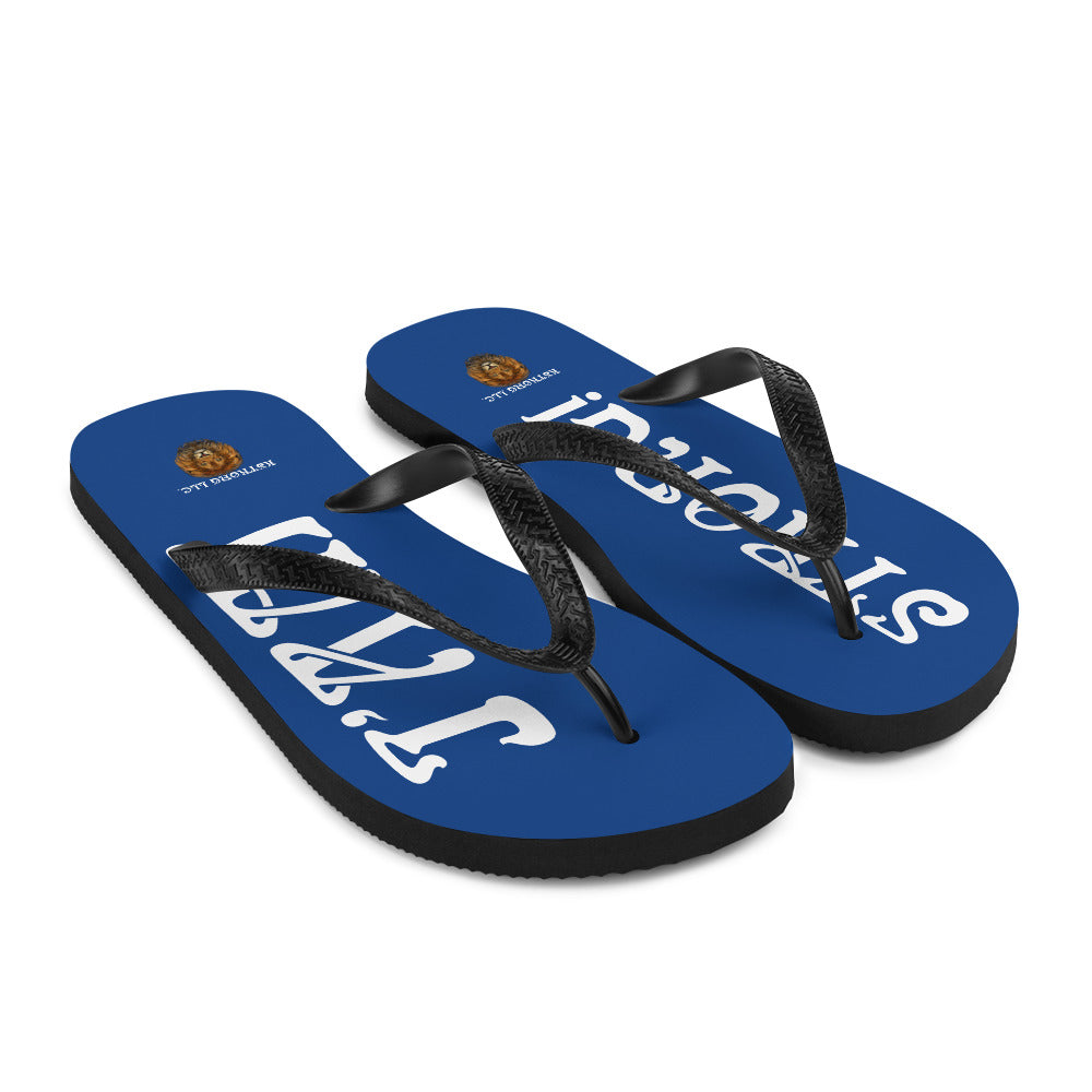 “I’AM STRONG!” Blue Unisex Flip-Flops W/White Font
