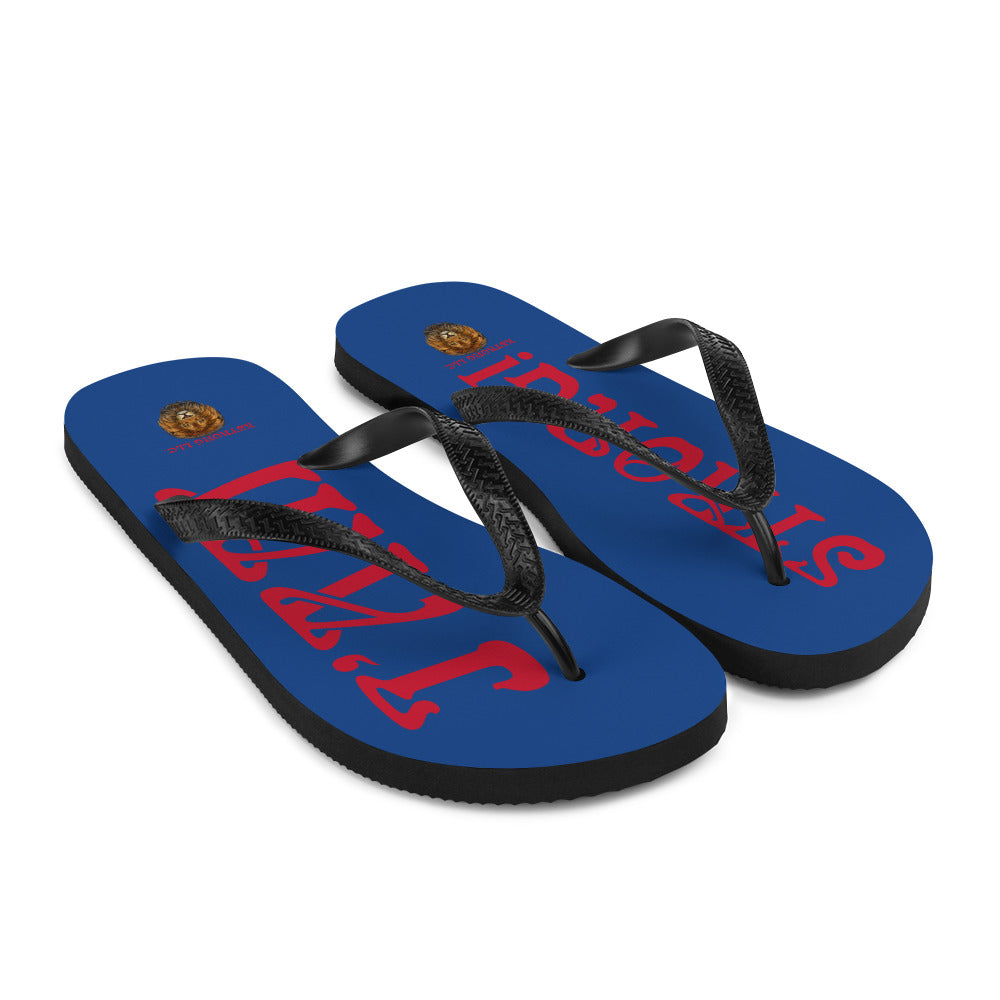 “I’AM STRONG!” Blue Unisex Flip-Flops W/Red Font