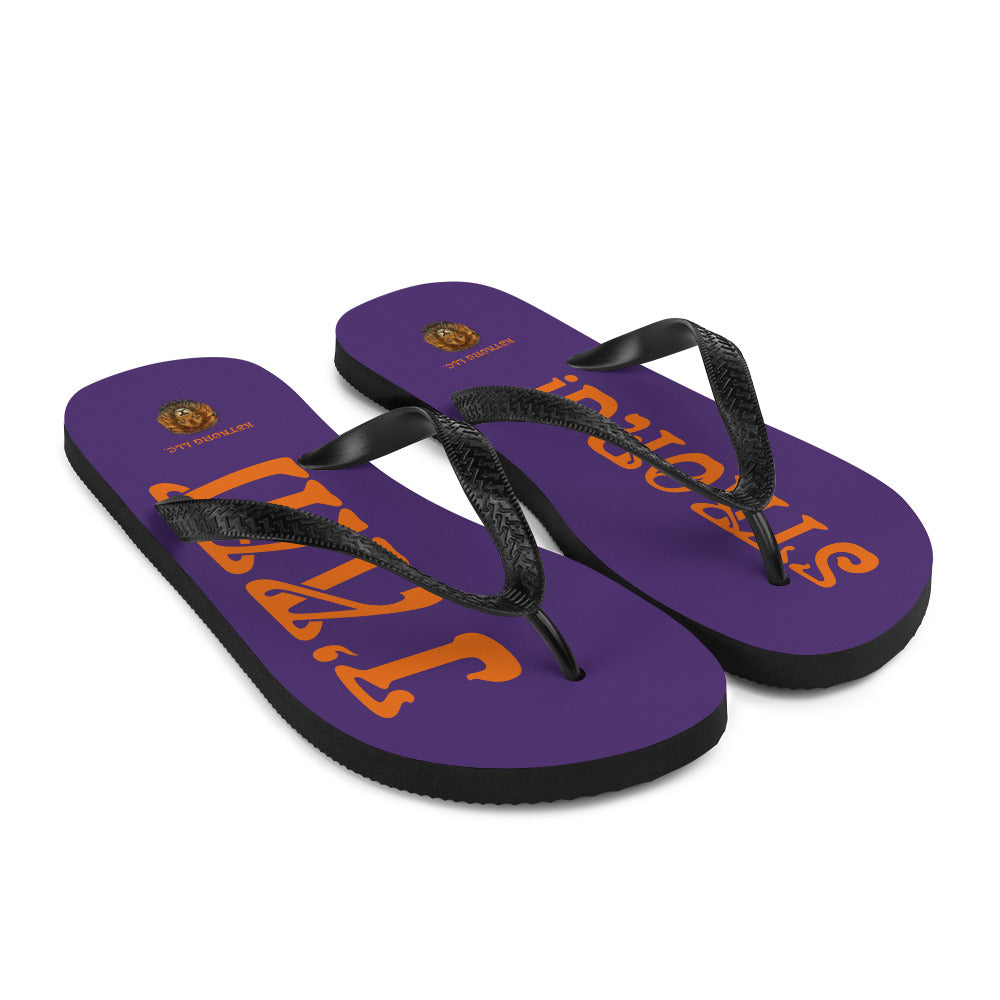 “I’AM STRONG!” Purple Unisex Flip-Flops W/Orange Font