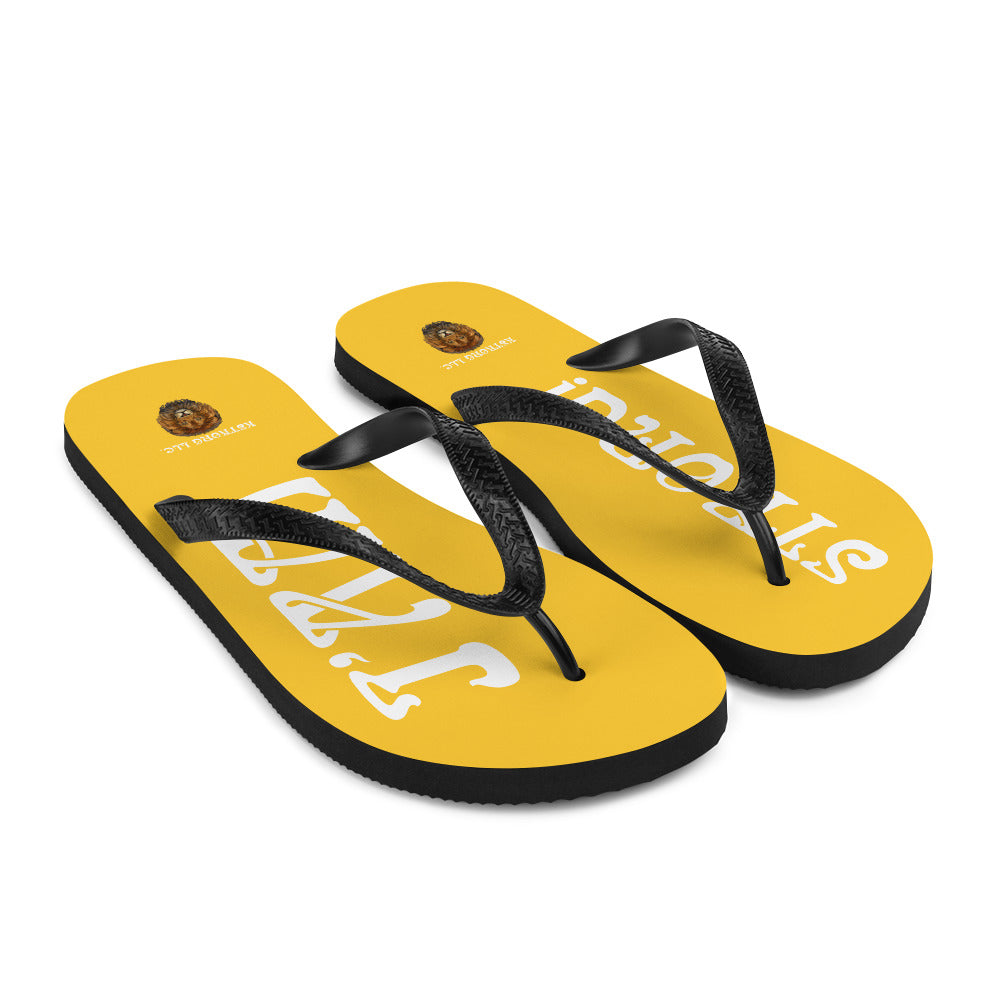 “I’AM STRONG!” Yellow Unisex Flip-Flops W/White Font