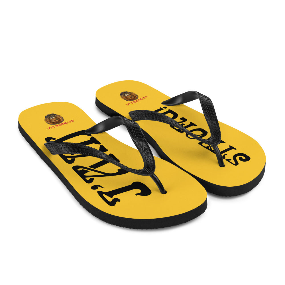 “I’AM STRONG!” Yellow Unisex Flip-Flops W/Black Font