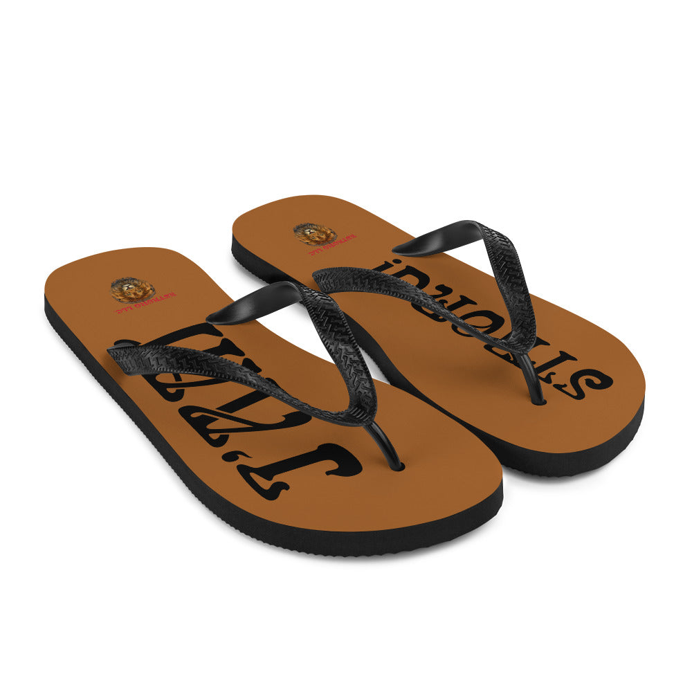 “I’AM STRONG!” Brown Unisex Flip-Flops W/Black Font