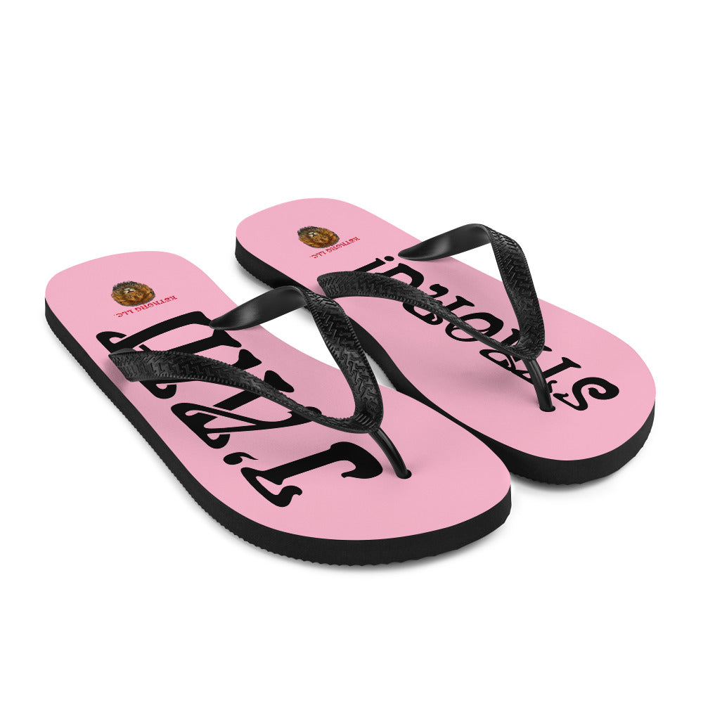 “I’AM STRONG!” Cotton Candy Unisex Flip-Flops W/Black Font