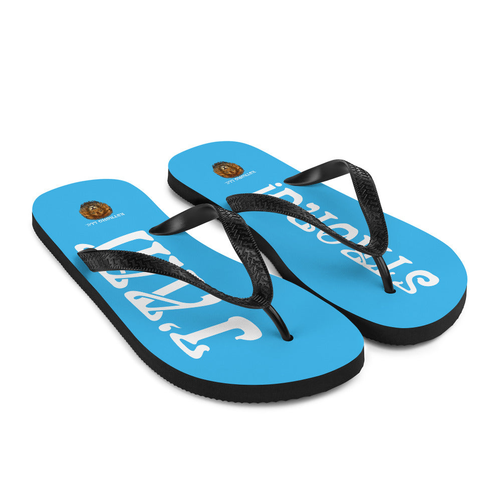 “I’AM STRONG!” SkyBlue Unisex Flip-Flops W/White Font
