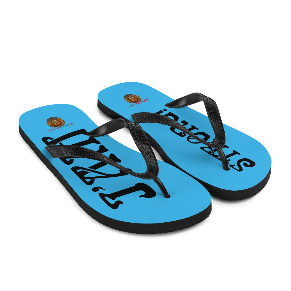 “I’AM STRONG!” SkyBlue Unisex Flip-Flops W/Black Font