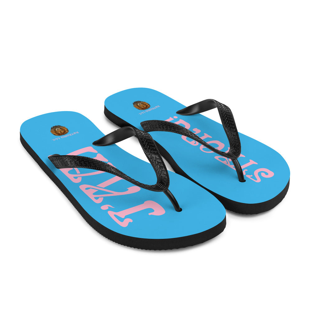 “I’AM STRONG!” SkyBlue Unisex Flip-Flops W/Cotton Candy Font