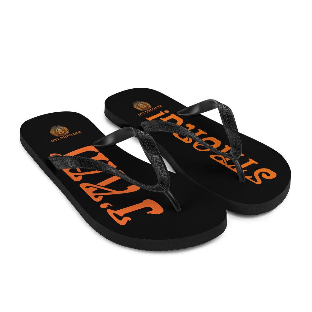 “I’AM STRONG!” Black Unisex Flip-Flops W/Orange Font