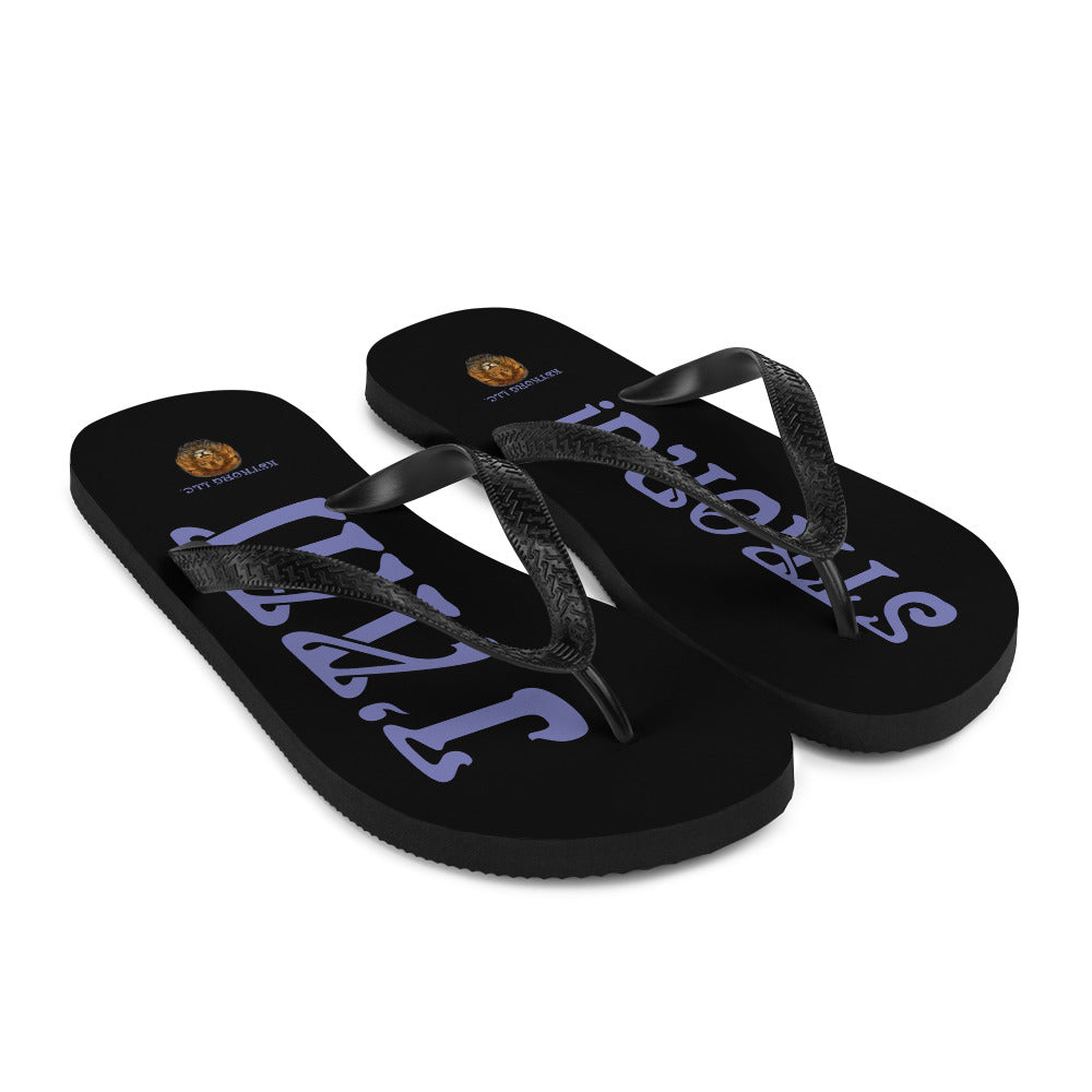 “I’AM STRONG!” Black Unisex Flip-Flops W/Purple Font
