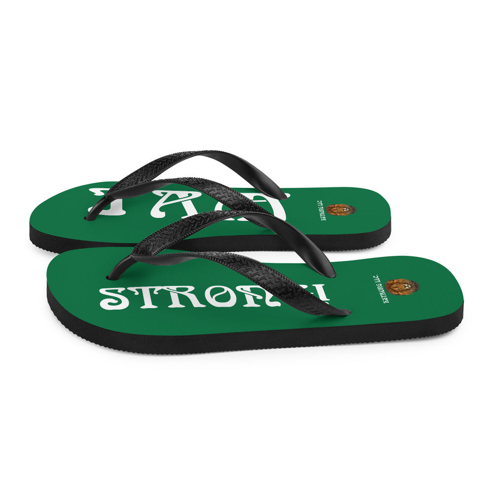“I’AM STRONG!” Green Unisex Flip-Flops W/White Font