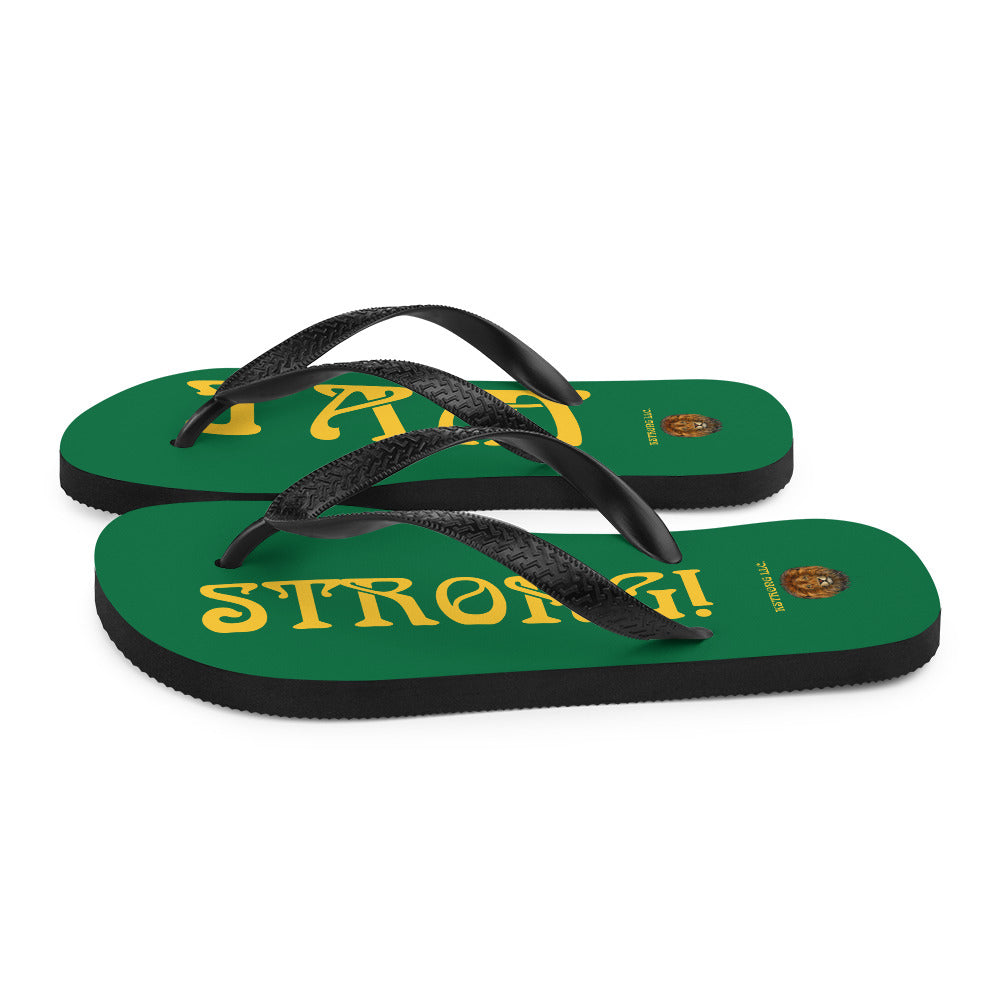 “I’AM STRONG!” Green Unisex Flip-Flops W/Yellow Font