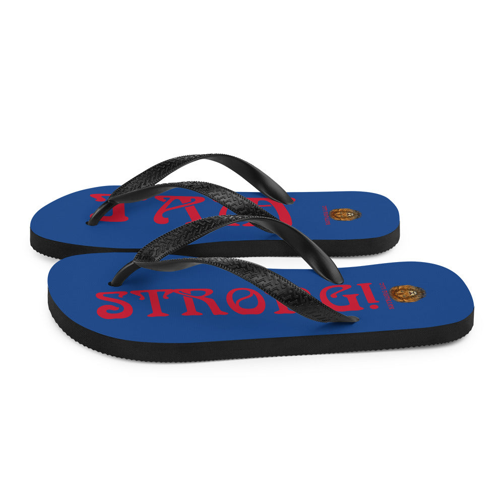 “I’AM STRONG!” Blue Unisex Flip-Flops W/Red Font