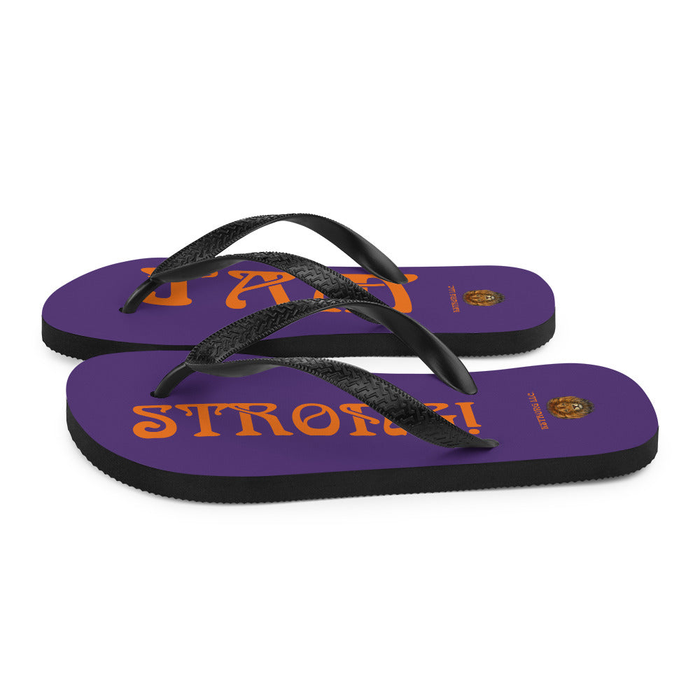 “I’AM STRONG!” Purple Unisex Flip-Flops W/Orange Font