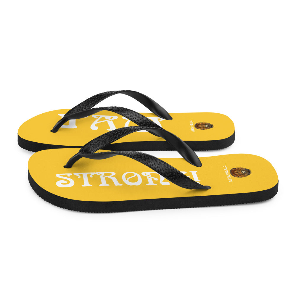 “I’AM STRONG!” Yellow Unisex Flip-Flops W/White Font