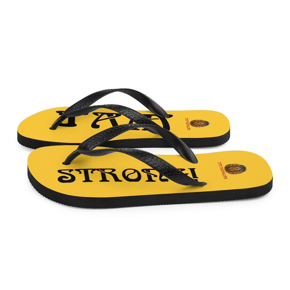 “I’AM STRONG!” Yellow Unisex Flip-Flops W/Black Font