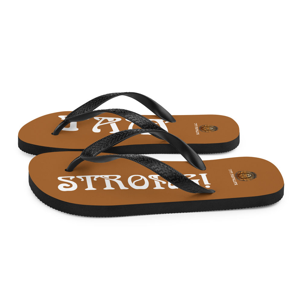 “I’AM STRONG!” Brown Unisex Flip-Flops W/White Font