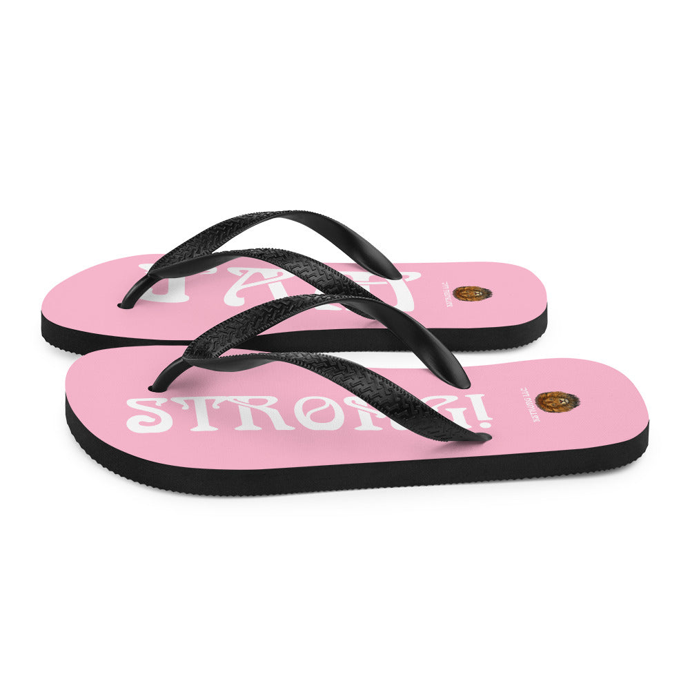 “I’AM STRONG!” Cotton Candy Unisex Flip-Flops W/White Font
