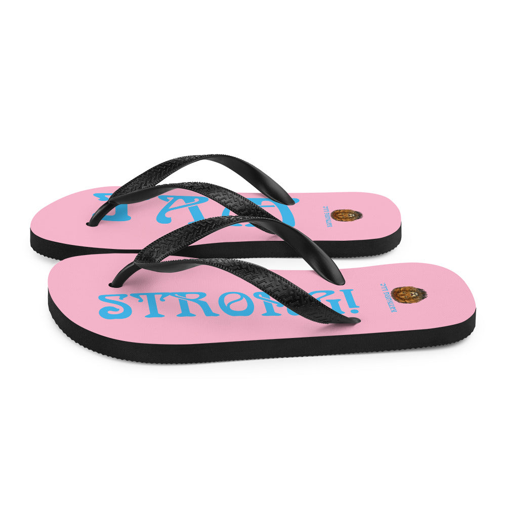 “I’AM STRONG!”Cotton Candy Unisex Flip-Flops W/SkyBlue Font