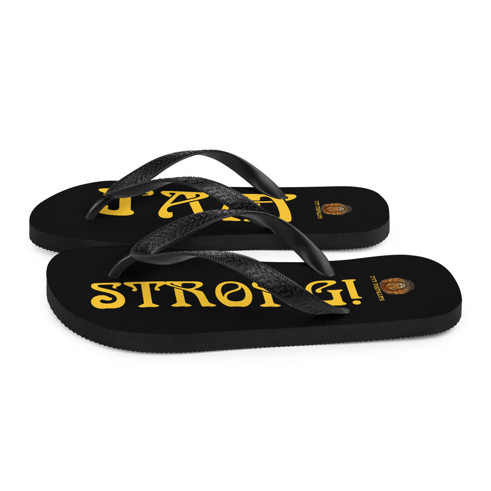 “I’AM STRONG!” Black Unisex Flip-Flops W/Yellow Font