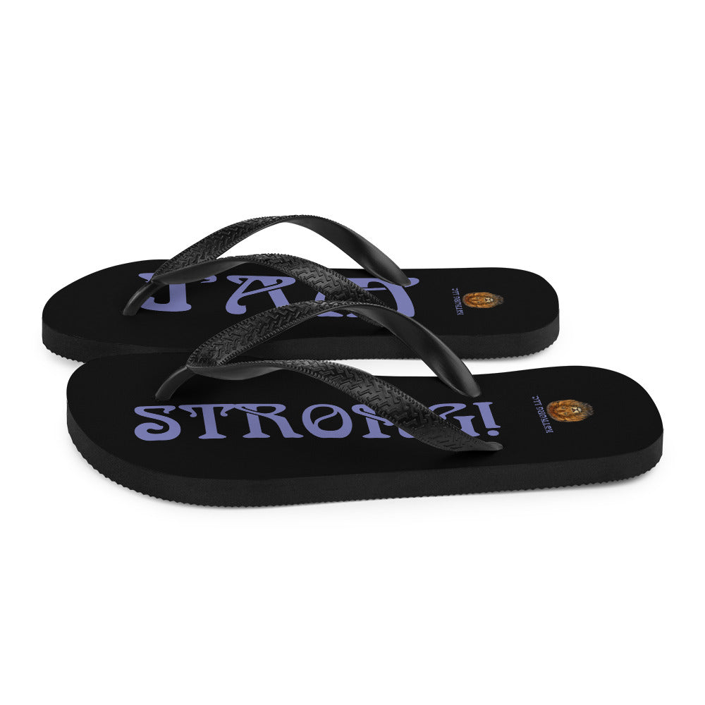 “I’AM STRONG!” Black Unisex Flip-Flops W/Purple Font