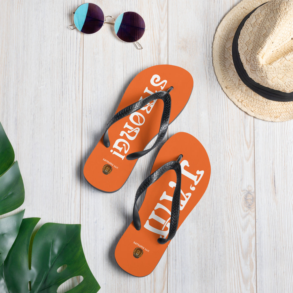 “I’AM STRONG!” Orange Unisex Flip-Flops W/White Font