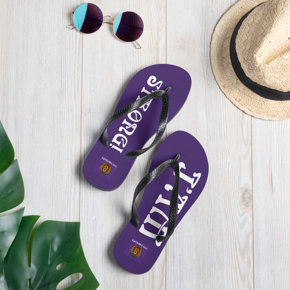 “I’AM STRONG!” Purple Unisex Flip-Flops W/White Font