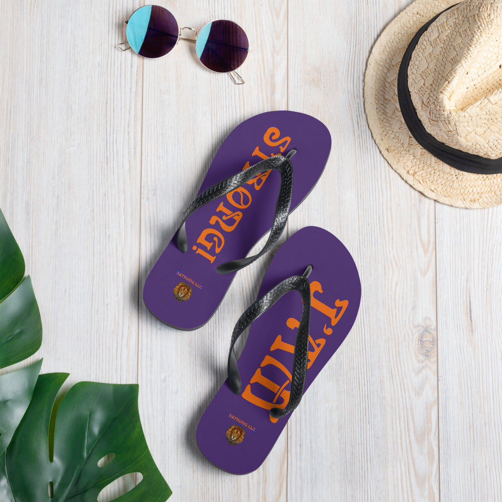 “I’AM STRONG!” Purple Unisex Flip-Flops W/Orange Font