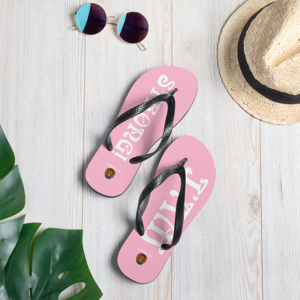 “I’AM STRONG!” Cotton Candy Unisex Flip-Flops W/White Font
