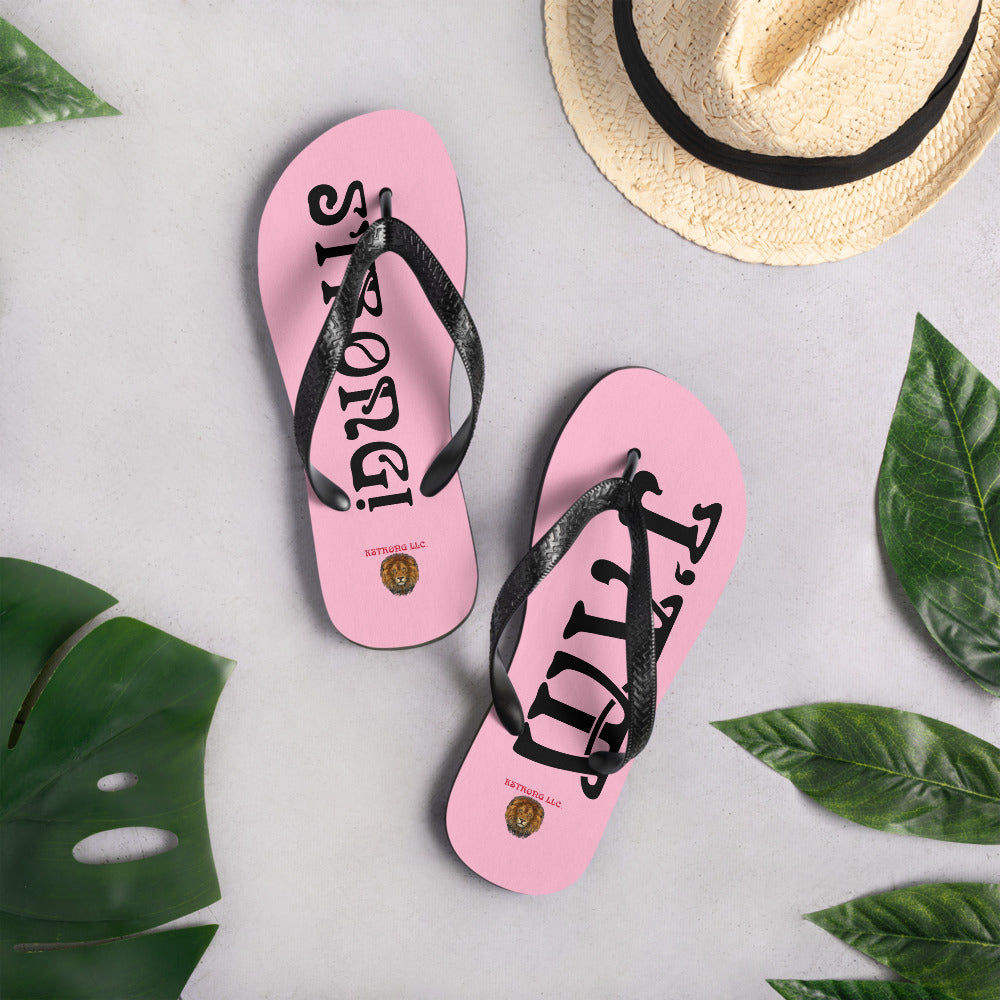 “I’AM STRONG!” Cotton Candy Unisex Flip-Flops W/Black Font
